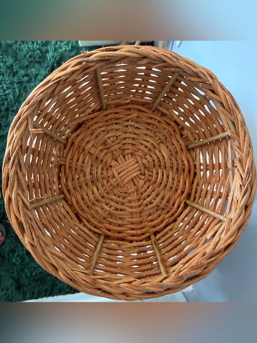 Vintage Woven Wicker Rattan Cottagecore Flower Vase Boho 12”